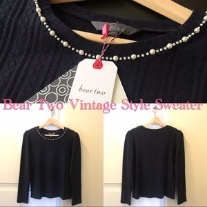Vintage Style Sweater with Beaded Neckline